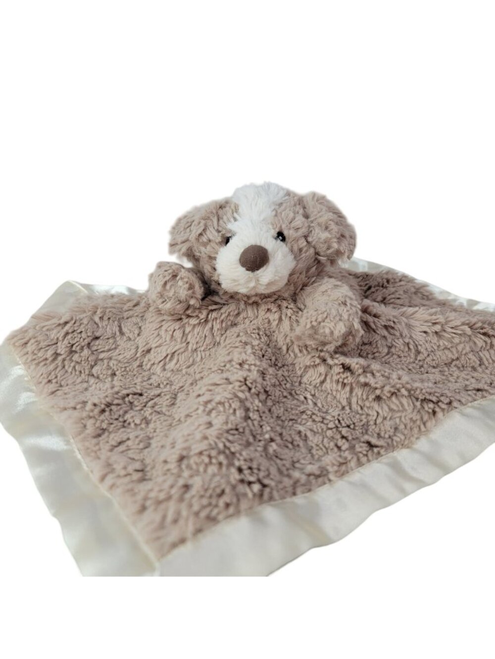Mary Meyer Puppy Dog Lovey Plush Brown 13" Satin Trim & Back Soothing Security